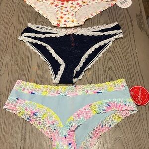 Splendies Women's Lace Trim Panty Set - Multicolor